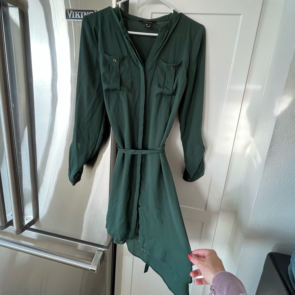 Green button up dress
